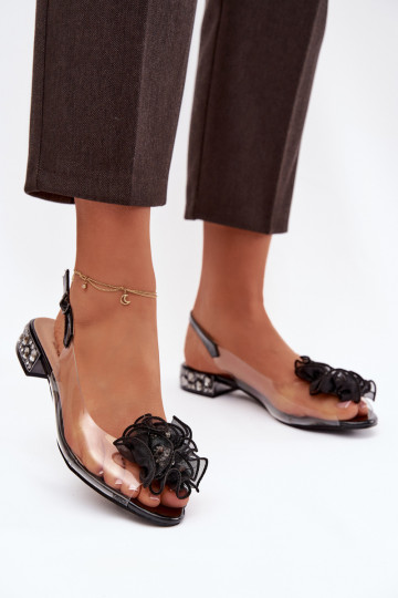  Žabky na nízkém podpatku s třpytivýma očima  D&A MR52-230 Černé