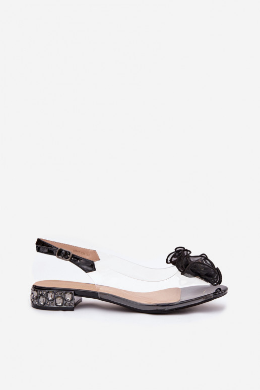  Žabky na nízkém podpatku s třpytivýma očima  D&A MR52-230 Černé