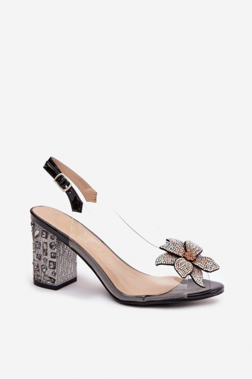  Žabky s podpatky s ornamenty D&A MR38-321 Černé