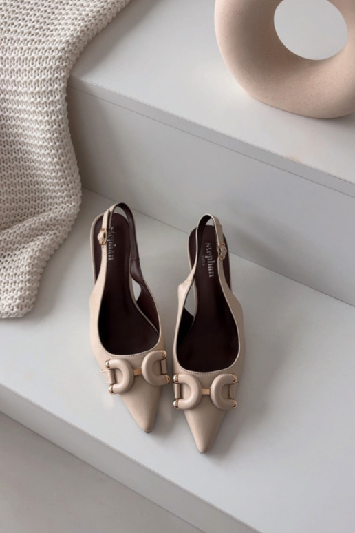 Dámské sandály s tenkými podpatky  Detalem slonová kost Brienne