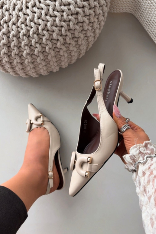 Dámské sandály s tenkými podpatky  Detalem slonová kost Brienne