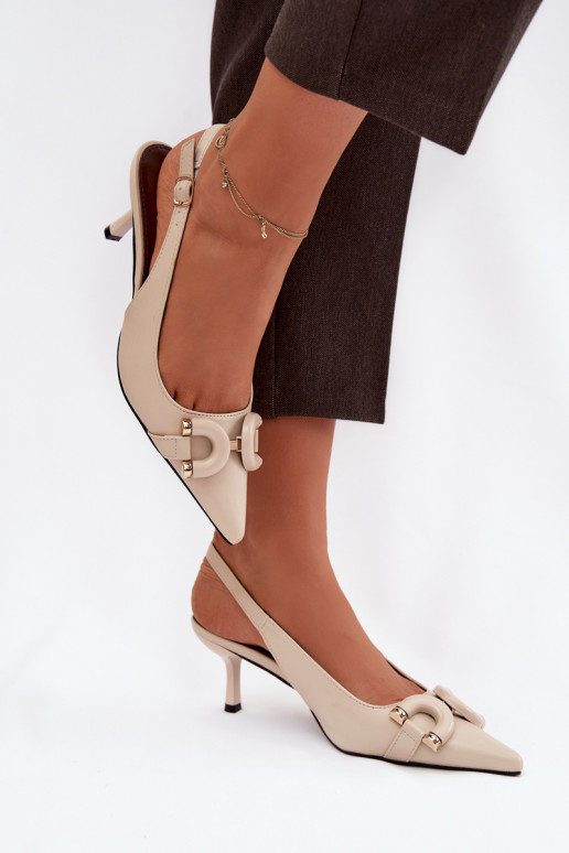 Dámské sandály s tenkými podpatky  Detalem slonová kost Brienne