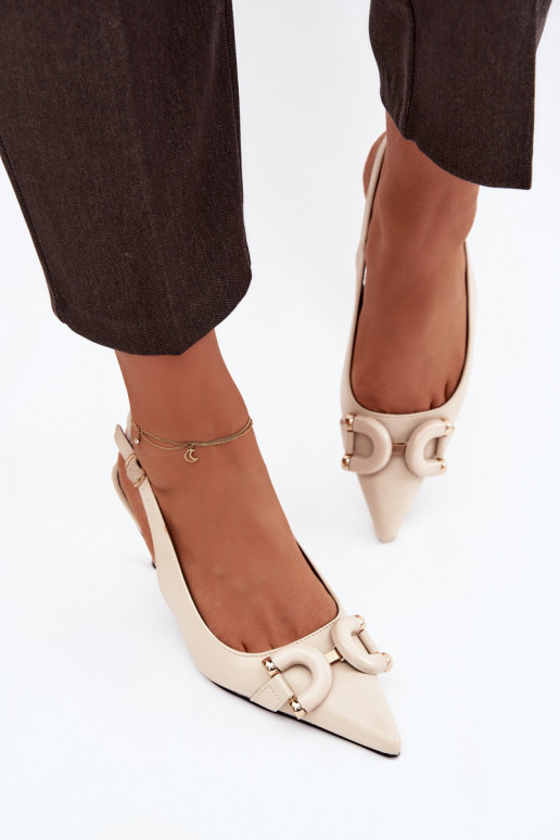 Dámské sandály s tenkými podpatky  Detalem slonová kost Brienne