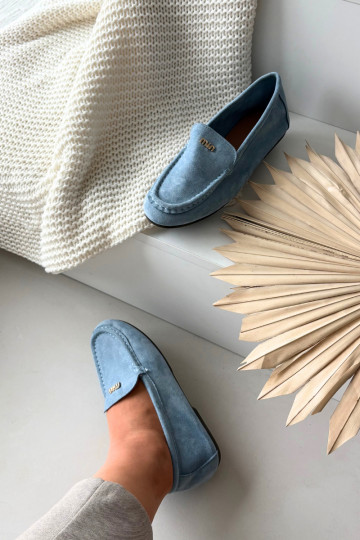 Dámské mokasíny Z m zlaté barvym Detalem modrá Sarivelle 2