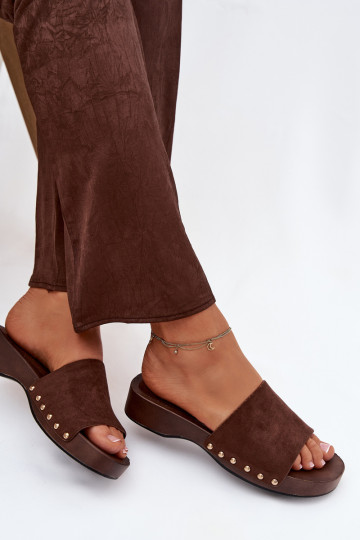 Dámské pantofle Ze zlaté barvymi  Czekoladowe Ferinna