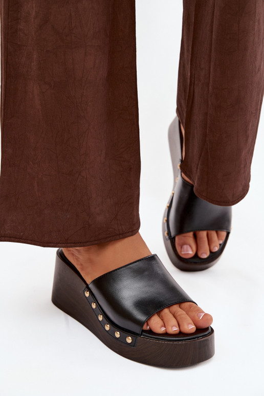 Dámské pantofle  Ze zlaté barvymi  Černé Arionne