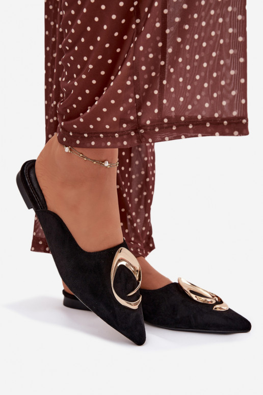 Dámské pantofle Mule  zlaté barvym Detalem Černé Galvella