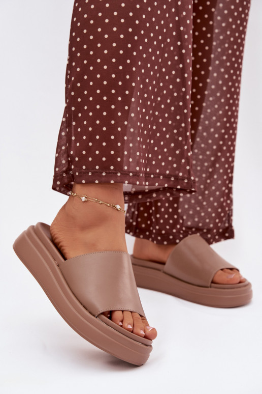 Dámské pantofle s platformou béžové Tanelisse