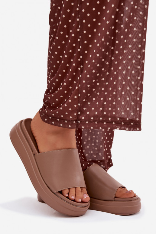 Dámské pantofle s platformou béžové Tanelisse