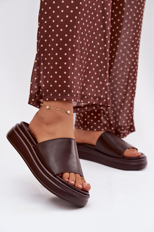 Dámské pantofle s platformou Czekoladowe Tanelisse