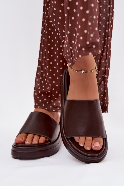 Dámské pantofle s platformou Czekoladowe Tanelisse