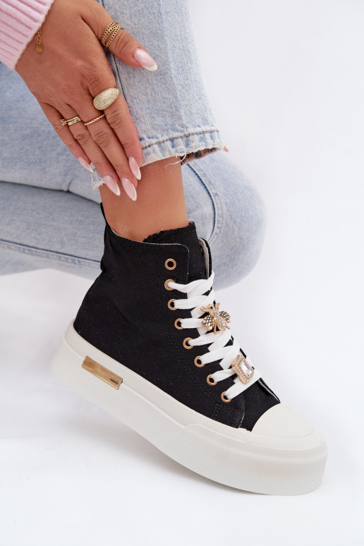 Ležérní obuv s platformou Z Przypinkami Černé Gracella