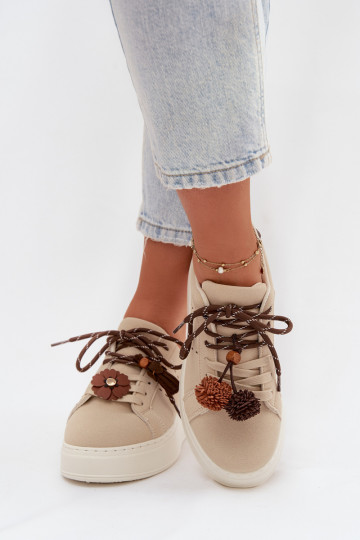 Tenisky  s platformou  Pomponami béžové Corinna