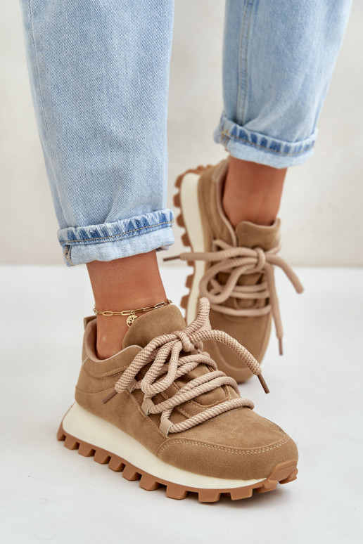 tenisky Tenisky s platformou Z z eko semišeu hnědá Riadella