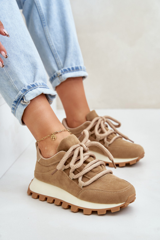 tenisky Tenisky s platformou Z z eko semišeu hnědá Riadella