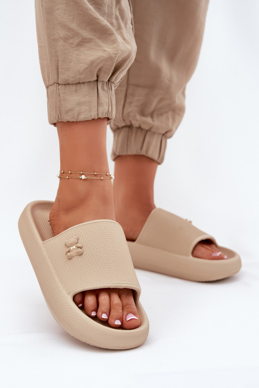  Dámské pantofle s platformou  Vinceza 75210 béžové