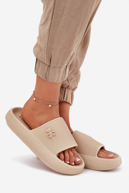  Dámské pantofle s platformou  Vinceza 75210 béžové