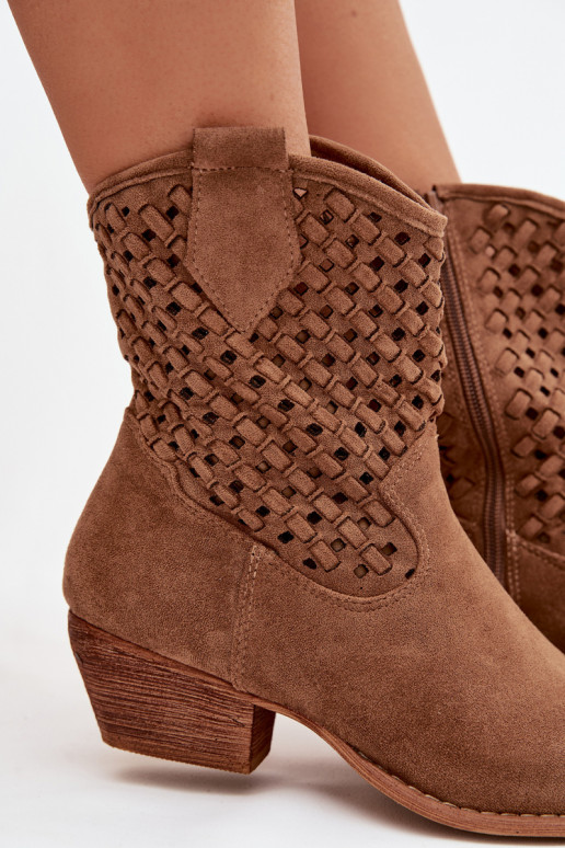Ažurová obuv  s podpatky hnědáFerissa