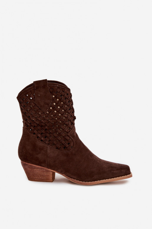 Ažurová obuv  s podpatky Czekoladowe Ferissa