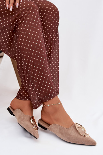 Dámské pantofle Mule  zlaté barvym Detalem béžové Galvella