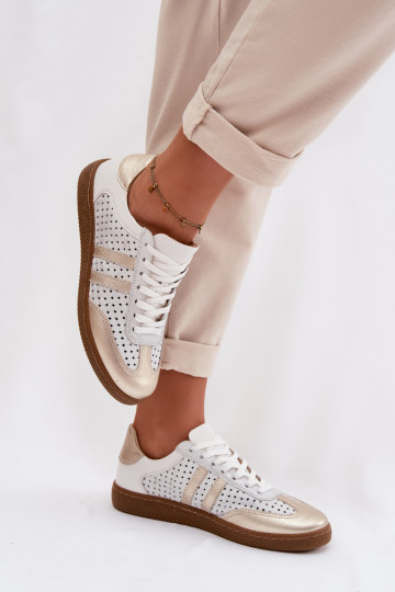  s ažurovými prvky Tenisky  Zazoo N1318 šedé-zlaté barvy