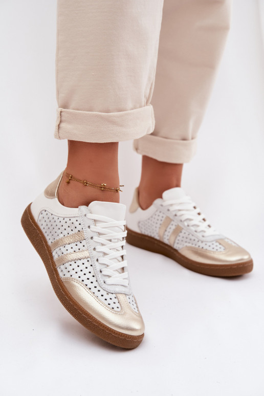  s ažurovými prvky Tenisky  Zazoo N1318 šedé-zlaté barvy