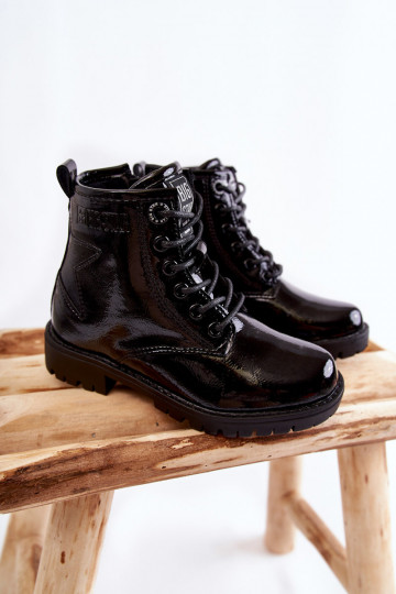 Dětské s efektem laku zateplené Dřeváky Big Star II374045 Černé 2