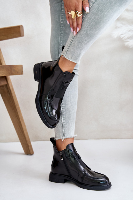  s efektem laku Dámské podpatky  D&A JC42-24 Černé