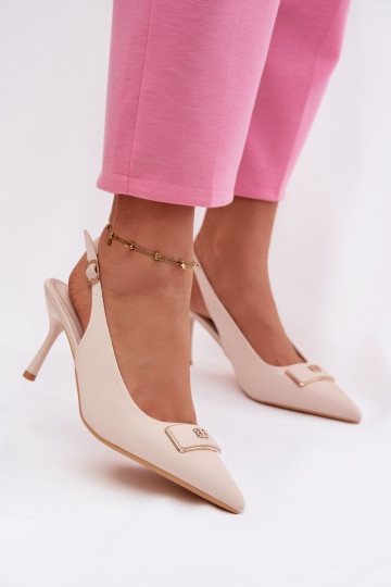 sandály na vysokém podpatku   Detalem slonová kost Lurella 2