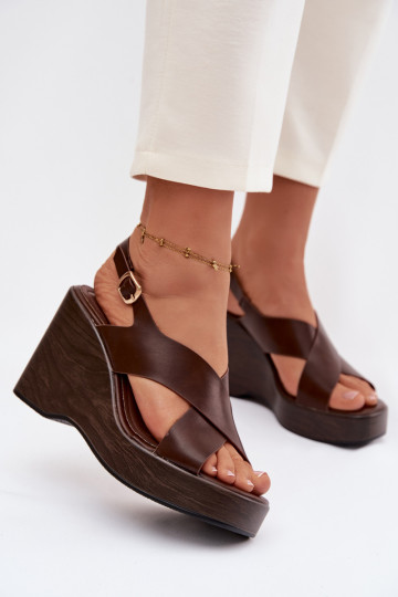 Dámské sandály z ekologické kůže Na ie Czekoladowe Janivra 2
