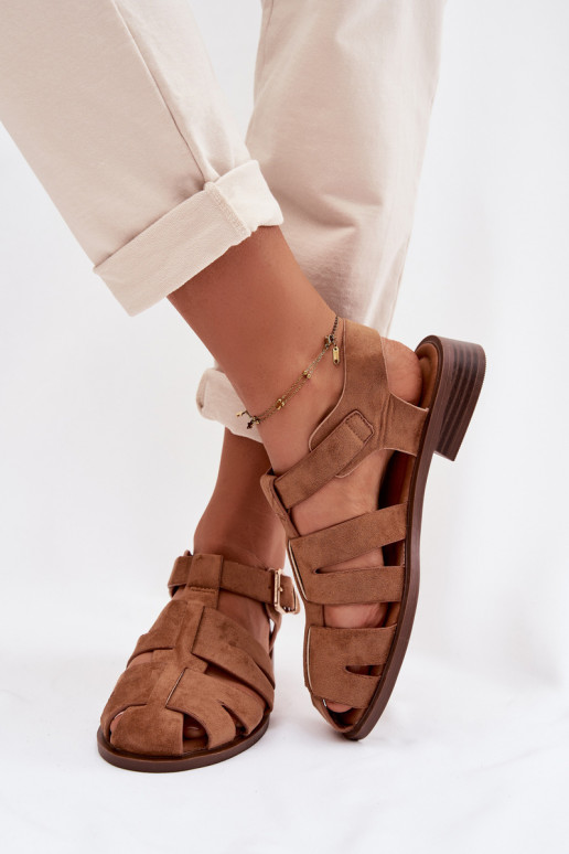 Dámské sandály Rzymianki se zlatými přezkami hnědáJanessa