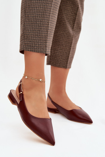 baleríny se zlatými přezkami vínová Iverelle