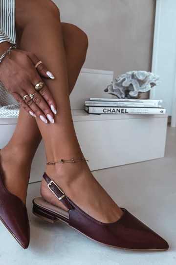 baleríny se zlatými přezkami vínová Iverelle 2