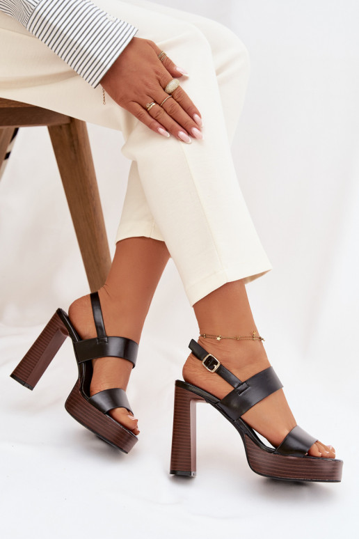 Dámské sandály na vysokém podpatku a platformou Eko  Černé Hanelia
