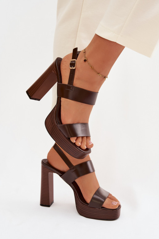 Dámské sandály na vysokém podpatku a platformou Eko  Czekoladowe Hanelia