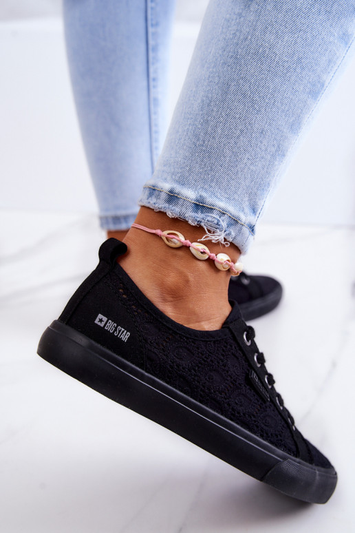 ležérní boty s ažurovými prvky BIG STAR JJ274064 Černé