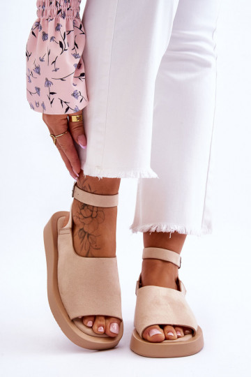 Dámské pohodlné žabky s platformou béžové Rubie