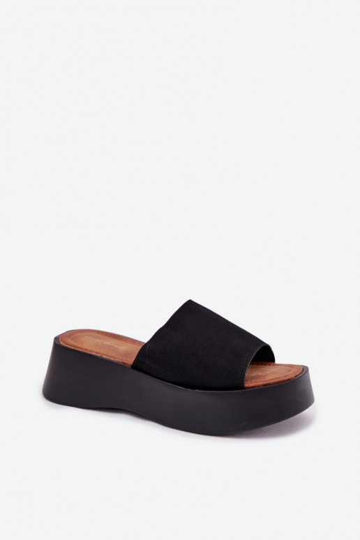 Dámské pantofle s platformou Černé Liorisse