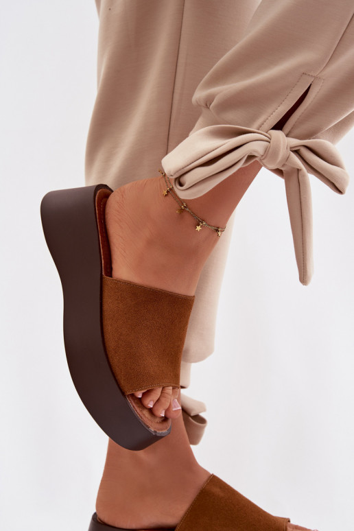 Dámské pantofle s platformou hnědáLiorisse