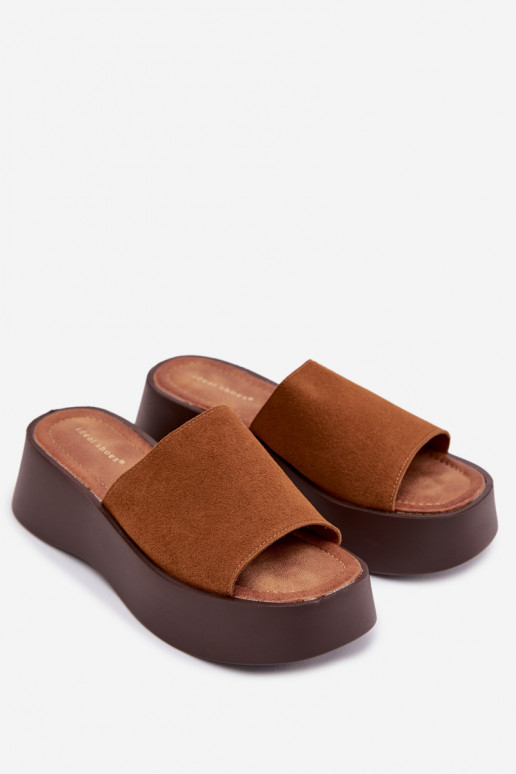 Dámské pantofle s platformou hnědáLiorisse