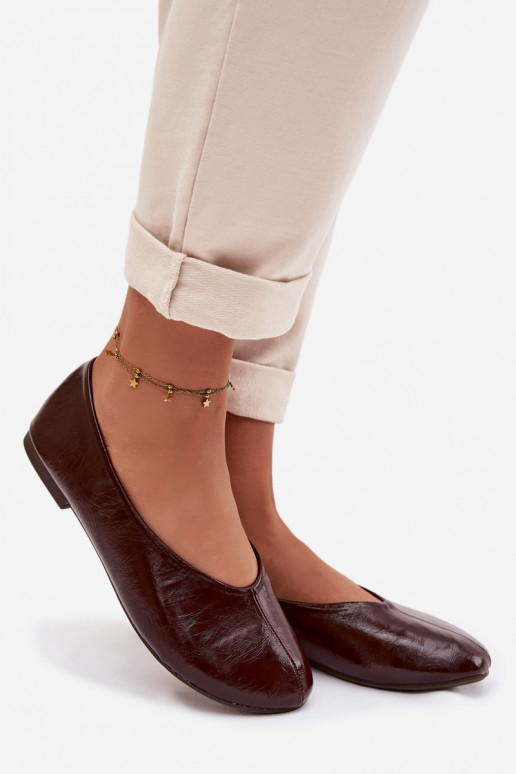 Lakované baleríny z ekologické kůže Czekoladowe Selanora