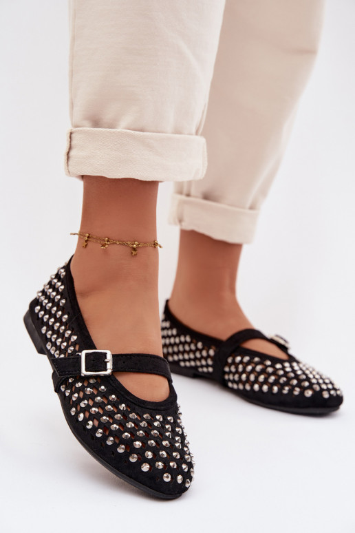 baleríny  s ažurovými prvky s třpytivými očky I em Černé Wilvessa