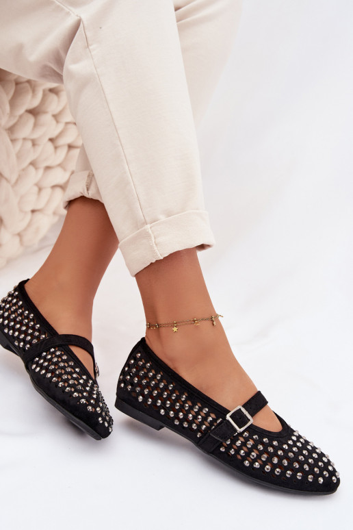 baleríny  s ažurovými prvky s třpytivými očky I em Černé Wilvessa