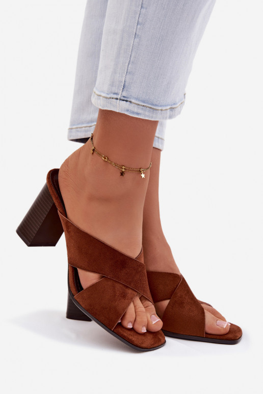 Dámské pantofle s podpatky hnědá Denessa