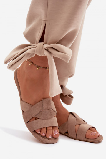 Ploché boty Dámské pantofle s pruhy béžové Pavelle 2