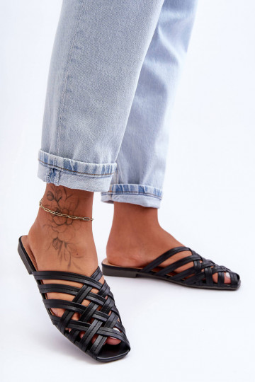   Pantofle s pruhy Černé Doralia