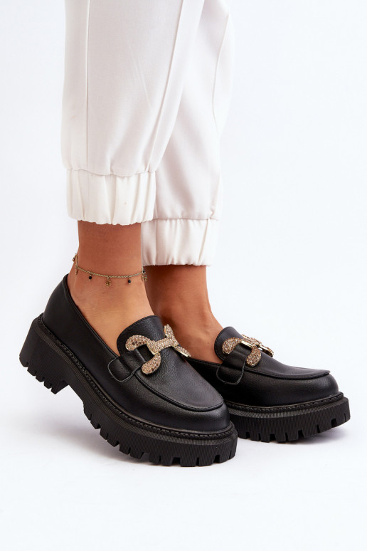 Dámské mokasíny s ornamenty Černé Gargi