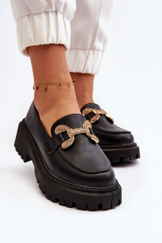 Dámské mokasíny s ornamenty Černé Gargi