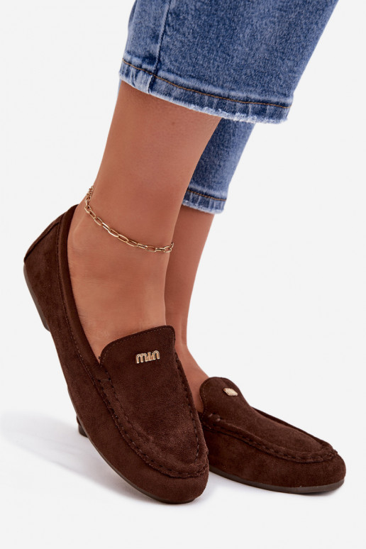 Dámské mokasíny Z m zlaté barvym Detalem Czekoladowe Sarivelle