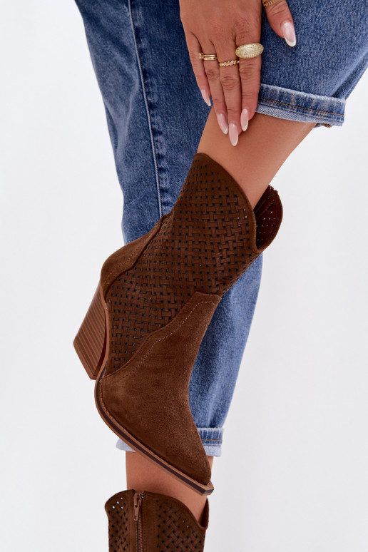 s ažurovými prvky Dámské podpatky hnědá Rivorina